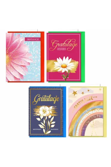 Karnet B6 Gratulacje, z�ocone mix