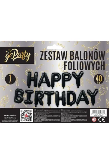GoParty Zestaw balon�w foliowych Happy Birthday czarne