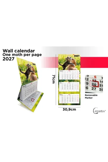 Cervantes Kalendarz 2027 tr�jdzielny �cienny Zwierzaki