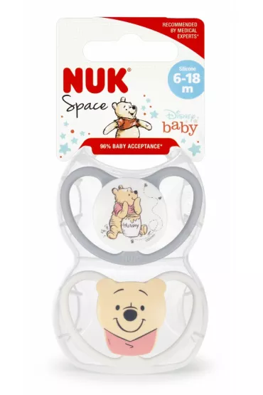 Nuk Smoczek uspokajaj�cy silikonowy 6-18 mies. Space Disney Kubu� Puchatek 10736941 2 szt.