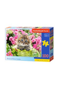 Puzzle 100 el. Kotek w kwiatkach ogrodowych Castorland
