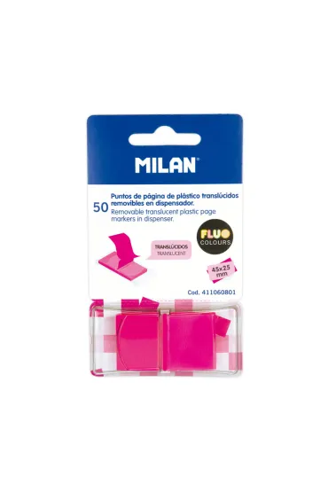 Milan Zak�adki indeksuj�ce przezroczyste Fluo r�owe 45 x 25 mm 50 szt.