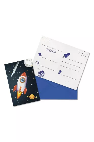 Procos Zaproszenia z kopertami Rocket Space 6 szt.