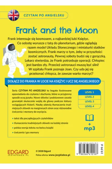 EDGARD. Angielski. Czytam po angielsku. Frank and the Moon. Level 1 + MP3 - Katarzyna Mojkowska
