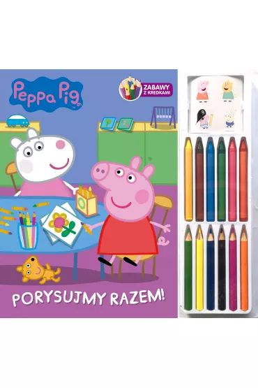 Peppa Pig.KOLOROWANKA Z 12 KREDKAMI oraz naklejkami