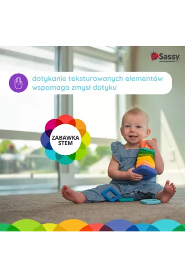 Sassy Zakr�cona wie�a z klock�w – zabawka sensoryczna dla niemowl�t i dzieci