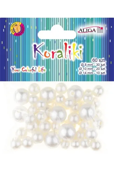 Aliga Koraliki plastikowe per�owe 60 szt MIX