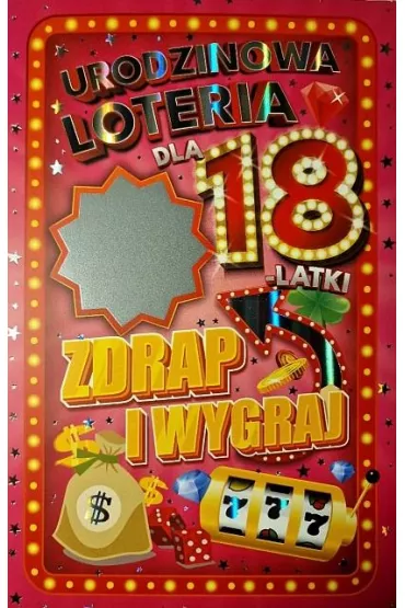 Yeku Karnet 18 Urodziny loteria zdrapka, damskie