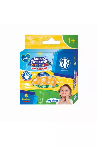 Kredki �wiecowe okr�g�e Super Jumbo 6kol ASTRA 6 szt.