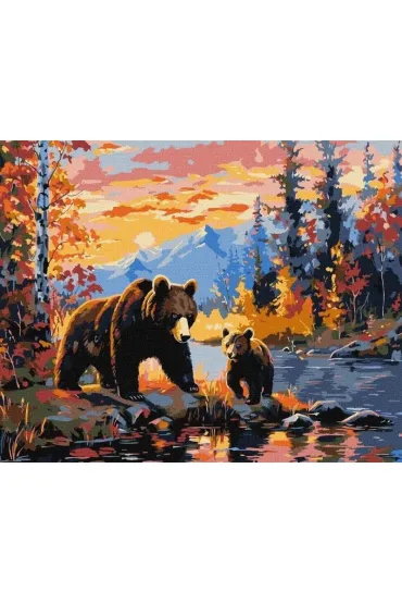 Ideyka Malowanie po numerach - Nied�wiedzia rodzina 40x50cm