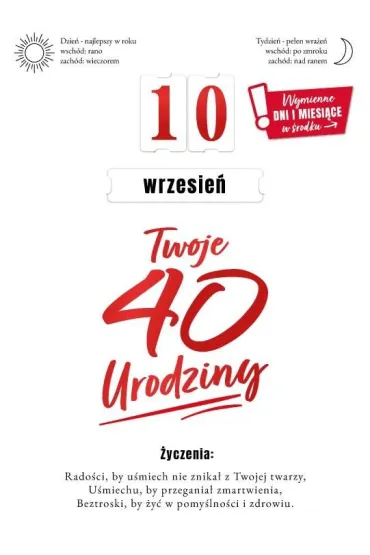 Armin Style Karnet Urodziny 40 wymienne cyfry