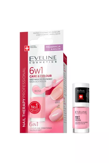 Eveline Cosmetics 6w1 Care&Colour od�ywka do paznokci nadaj�ca kolor Rose 5 ml