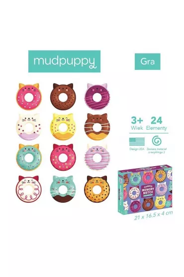 Gra Memory Koty-donuty z elementami w kszta�cie p�czk�w z dziurk� 3-8 lat Mudpuppy