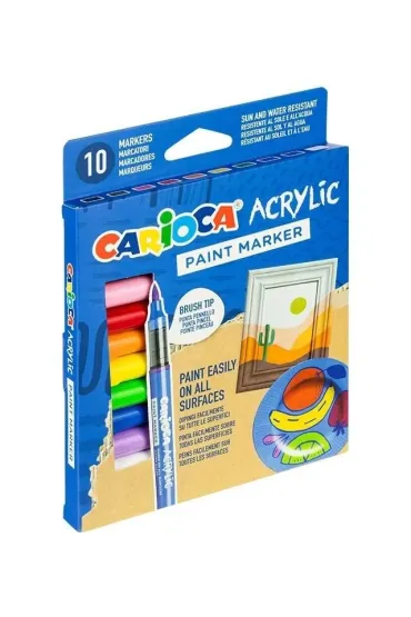 Carioca Markery akrylowe z p�dzelkiem 10 kolor�w