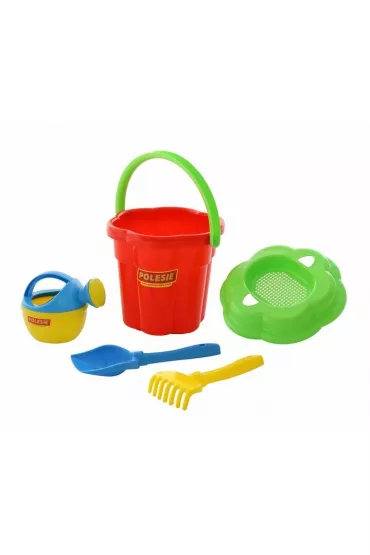 Polesie 4825 Zestaw do piasku wiaderko sitko �opatka grabki konewka Nr280 p15 mix cena za 1 szt.