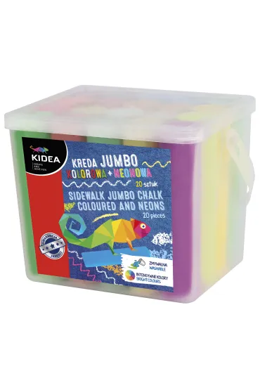 Derform Kreda Jumbo kolorowa + neonowa w wiaderku 20 szt.