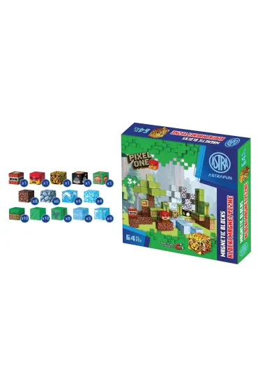 Zestaw klock�w�magnetycznych Astrafun Pixel One D�ungla 64 szt.