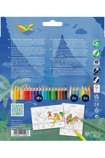 Faber-Castell Kredki Grip dinozaury metalicznych + naklejki 18 kolor�w + 6 kolor�w