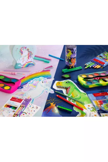 Faber-Castell Kredki Grip dinozaury metalicznych + naklejki 18 kolor�w + 6 kolor�w