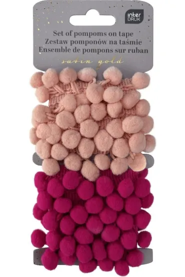 Interdruk Zestaw pompon�w na ta�mie 2x1,5m Satin Gold