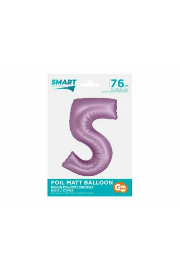 Godan Balon foliowy Smart Cyfra 5 lawendowa matowa 76cm