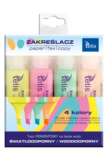 Tetis Komplet zakre�laczy p�askich pastelowych 4 szt.