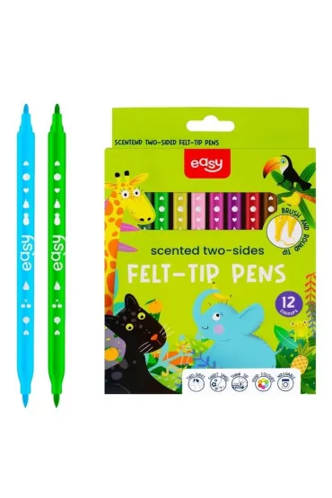 Easy Stationery Flamastry dwustronne zapachowe 12 kolor�w EASY