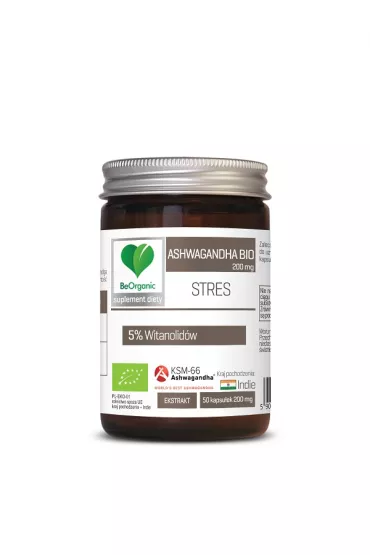 Be Organic Ashwagandha ekstrakt 200 mg suplement diety 50 kaps. Bio