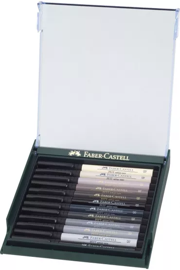 Faber-Castell Pisaki Pitt Artist Pen Brush Grey 12 szt.