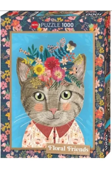 Puzzle 1000 el. Floral Friends, Kotek z kwiatami Heye
