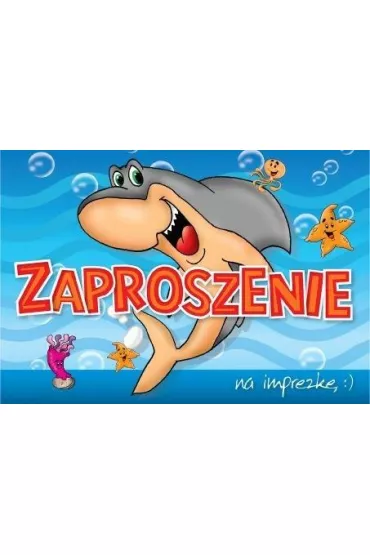 Kukartka Zaproszenie ZZ-035 Imprezka rekin 5 szt.