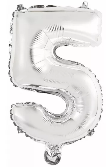 Amscan Balon foliowy mini cyfra 5 srebrna 25,5x40cm