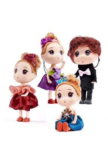 Lalka lalki do domku dla lalek 3 dziewczynki + 1 ch�opczyk zestaw 4szt. 12cm