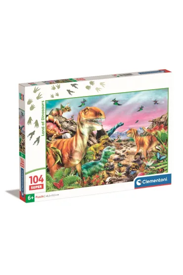 Puzzle 104 el. SuperColor. Land of Dinosaurus Clementoni