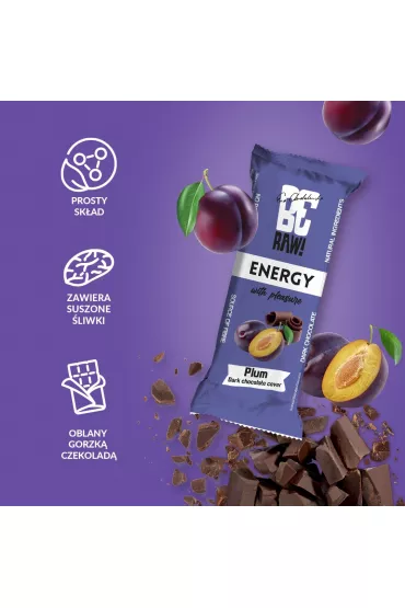 BeRaw Baton Energy Plum Chocolate 40 g