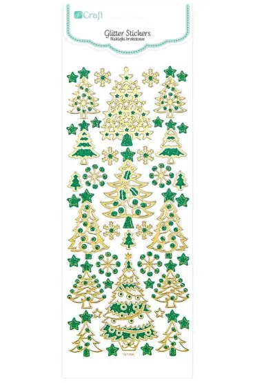 dpCraft Naklejki brokatowe choinki gold&green