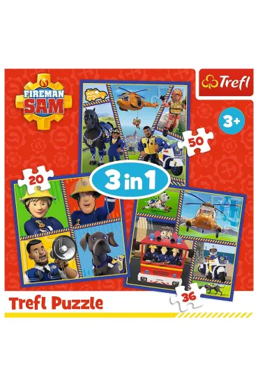 Puzzle 3w1 (20+36+50 el.) Dzie� Stra�aka Sama Trefl
