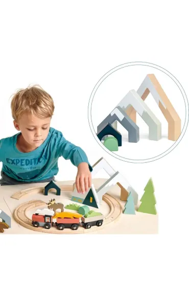 G�rski przejazd, tunel, drewniane akcesoria Tender Leaf Toys