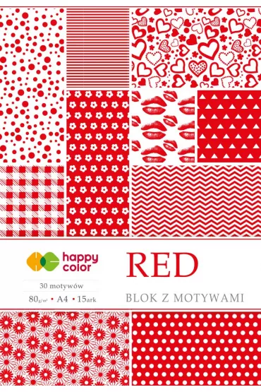 Happy Color Blok z motywami RED, A4, 80g, 15 arkuszy, 30 motyw�w 80 g 10 kartek