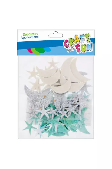 Craft with Fun Ozdoba samoprzylepna gwiazdki/ksi�yce 60 szt.