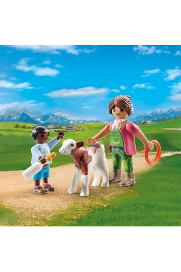 Playmobil DuoPack Gospodyni wiejska z dzieckiem i cielakiem 71803