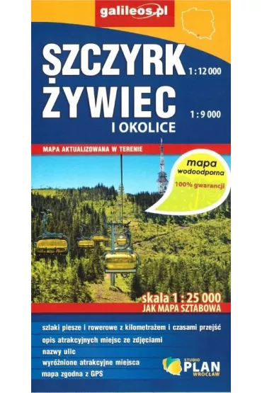 Mapa wodoodporna - Szczyrk, �ywiec i okolice