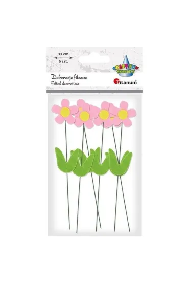 Titanum Dekoracje filcowe kwiaty 3D na druciku 6 szt.