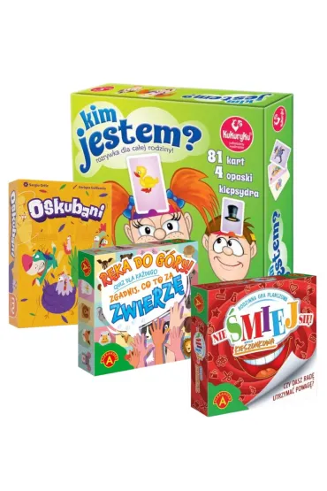 Pakiet: Kim jestem?, R�ka do g�ry! Zgadnij, co to za zwierz�, Nie �miej si�! Wersja kieszonkowa, Oskubani. Humorystyczna gra karciana