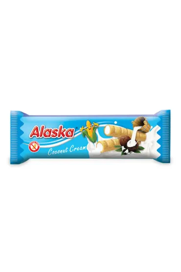 Alaska Rurki kukurydziane nadziewane kremem o smaku kokosowym bezglutenowe 18 g