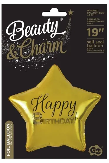 Godan Balon foliowy Happy Birthday gwiazda z�oty