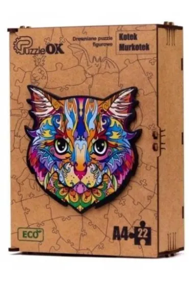 Puzzle drewniane eko 22 Kotek Murkotek A4 PuzzleOK