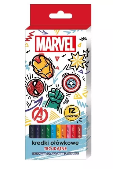 Beniamin Kredki o��wkowe tr�jk�tne Avengers 12 kolor�w