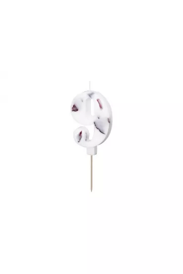 PartyDeco �wieczka 9 bia�a z p�atkami 8cm