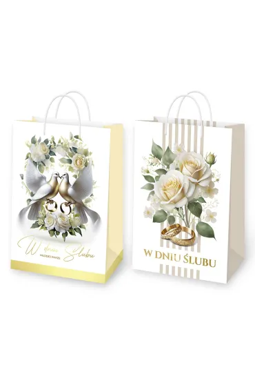 Torebka ozdobna laminowana �lub (22,5x33x9,5cm) mix 2 wzor�w